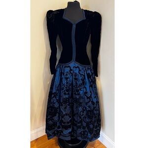 Scott McClintock vintage Burnout Velvet Taffeta Maxi Formal Dress Holiday